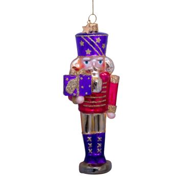 Vondels glass Christmas Ornament Nutcracker 17cm Purple, Pink