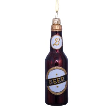 Vondels glass Christmas ball Beer bottle 12.5cm brown