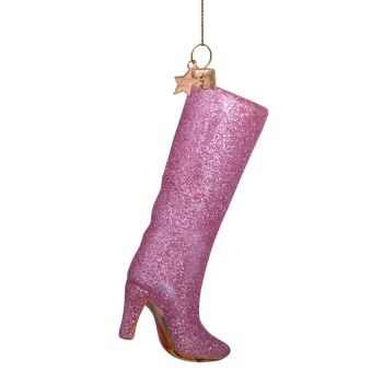 Vondels glass Christmas Ornament Glass High Boot 11.5cm Pink