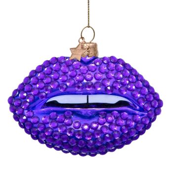 Vondels glass Christmas Ornament Lips 6.5cm Purple