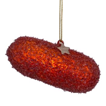 Vondels glazen kerstbal kroket 10cm bruin 