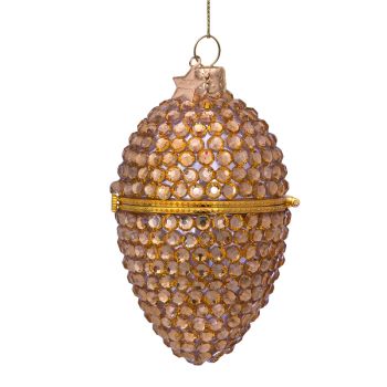 Vondels glass Christmas Ornament Egg with Opening 8cm Gold