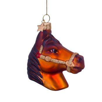 Vondels glass Christmas ball Horse 8.5cm brown