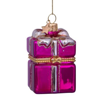 Vondels glass Christmas ball Gift with opening 5.5cm pink