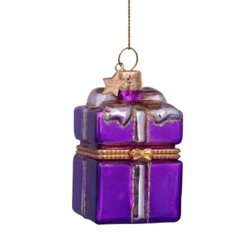 Vondels glass Christmas Ornament Glass Gift with Opening 5.5cm Purple