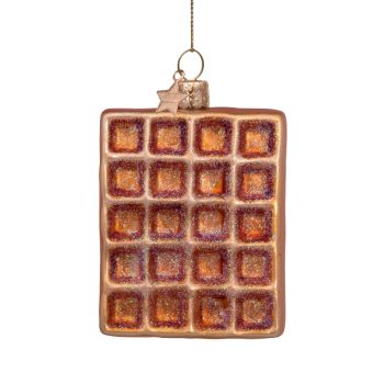 Vondels glass Christmas Ornament Belgian Waffle 7cm Brown