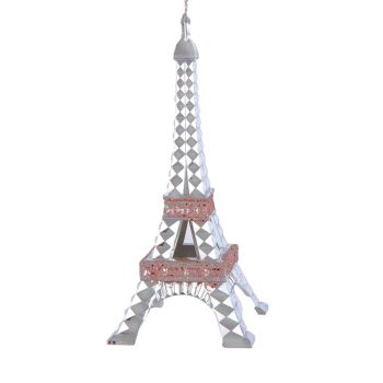 Kurt S. Adler Plastic Christmas Ornament Eiffel Tower 15cm Pink, Silver