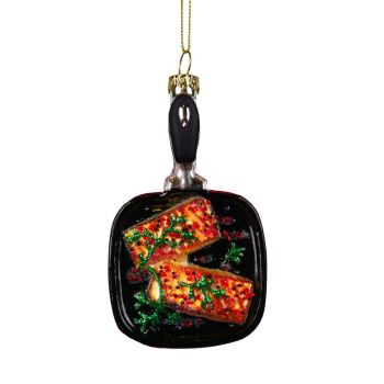 Kurt S. Adler glass Christmas ornament Pan with Salmon 11cm Multi