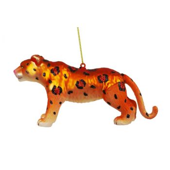 Kurt S. Adler glass Christmas ornament Leopard 10cm Brown