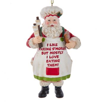 Kurt S. Adler Plastic Christmas Ornament Santa Claus "King of the Grill" 12.5cm Red, White