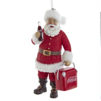 Kurt S. Adler Plastic Christmas Ornament Coca-Cola Santa Claus with Cooler Box 11cm Red, White