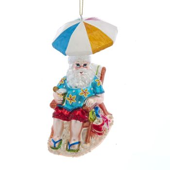 Kurt S. Adler Glass Christmas Ornament Santa Claus in Beach Chair 12.5cm Multi