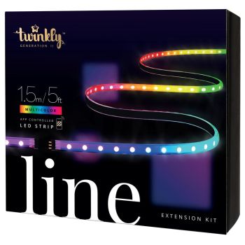 Twinkly Line – Extension kit app-gestuurde zelfklevende + magnetische LED lichtstrip RGB 16 miljoen kleuren uitschuifbaar 1,5 meter zwarte strip
