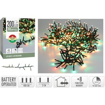 Microcluster Christmas tree lights 4 meters 200LED 3 colors 8 function controller + timer