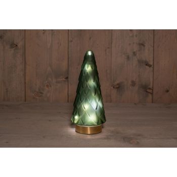 Anna's Collection Christmas lights tree glass h24.5cm matte green gold