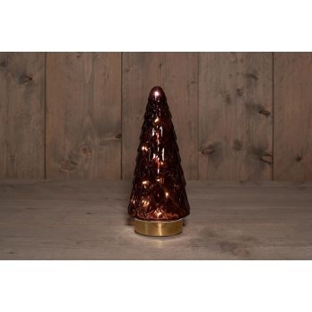 Anna's Collection Christmas Tree lighting glass h24.5cm burgundy gold