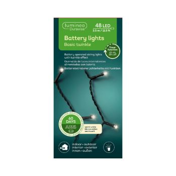 Lumineo Durawise Basic Twinkle Weihnachtsbaumbeleuchtung mit Batterie 48 LED warmweiß 3,5 Meter