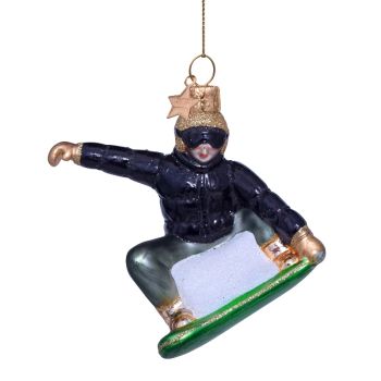 Vondels glass Christmas Ornament Snowboarder 8.5cm Multi