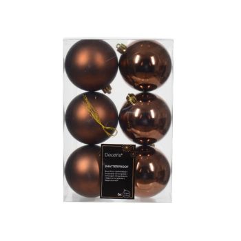 Decoris plastic Christmas ball 8cm espresso 6 pieces