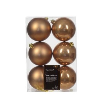 Decoris plastic Christmas ball 8cm ginger 6 pieces