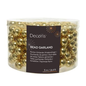 Decoris plastic Christmas garland beads xl 5m light gold