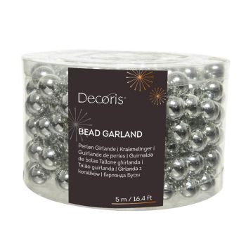 Decoris plastic Christmas garland beads xl 5m silver