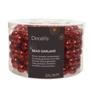 Decoris plastic Christmas garland beads xl 5m Christmas red