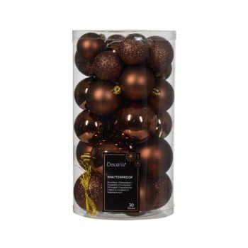 Decoris palline di natale in plastica misto marrone 30 kerstballen pezzi