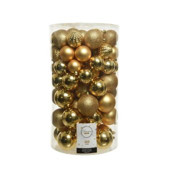 Decoris plastic christmas baubles gold 100 pieces