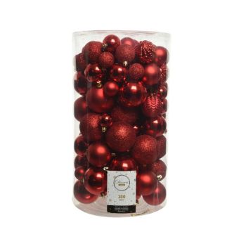 Decoris palline di natale in plastica rosso 100 pezzi