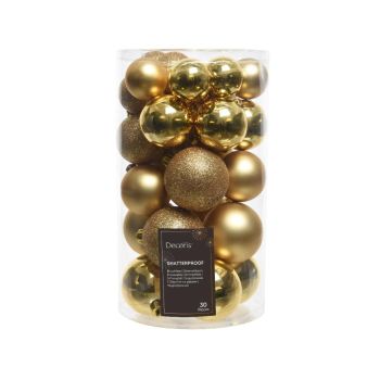 Decoris palline di natale in plastica misto oro 30 pezzi