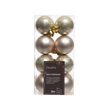 Decoris plastic Christmas ball 4cm pearl 16 pieces