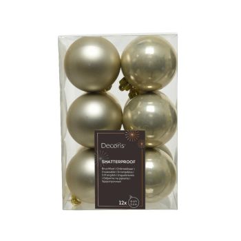 Decoris plastic Christmas bauble 6cm pearl 12 pieces