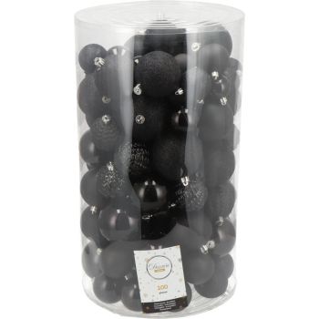 Decoris palline di natale in plastica nero 100 pezzi