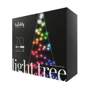 Twinkly Light Tree – Arbre de Noël piloté par application pour montage sur porte 70 RGB+W 16 millions de couleurs + LED blanc chaud 2 mètres de fil noir