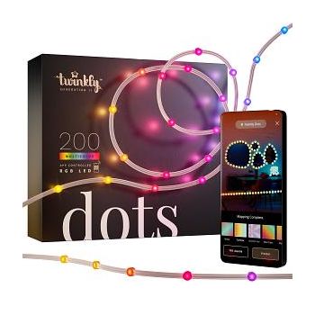 Twinkly Dots – App-gestuurd flexibel lichtsnoer met 200 RGB (16 Miljoen Kleuren) LED’s 10 meter transparante draad