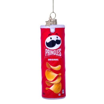 Vondels Glass Christmas Bauble Pringles Chips Can 12cm Red