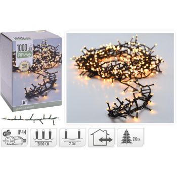 Microcluster kerstboomverlichting 1000 LED warm-wit 20 meter