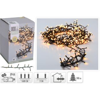 Microcluster kerstboomverlichting 800 LED extra warm wit 16 meter