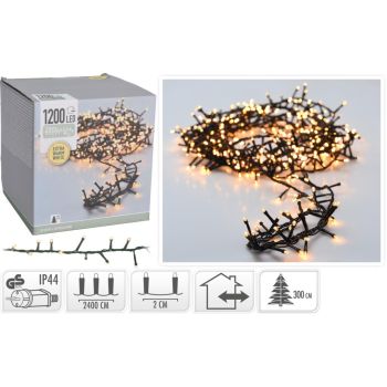 Microcluster kerstboomverlichting 1200 LED extra warm wit 24 meter