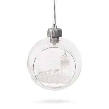 De ballen uit glass Christmas ornament Open Skyline Amsterdam LED 10cm Transparent, White