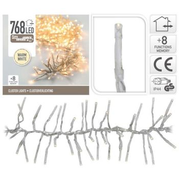 Christmas Lights 768 LED White Cord Cluster Warm White 5 meters