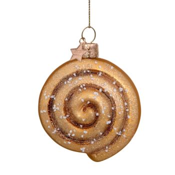 Vondels glass Christmas Ornament Cinnamon Roll 8cm Brown