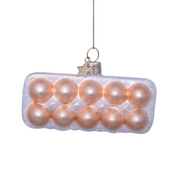 Vondels glass Christmas Ornament Box of Eggs 8.5cm Brown