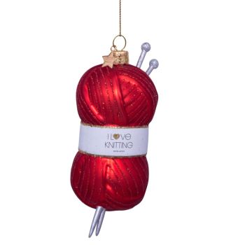 Vondels glass Christmas Ornament Yarn Ball 11.5cm Red