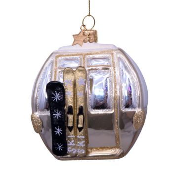 Vondels glass Christmas Ornament Ski Lift 8cm Gold