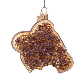 Vondels glass Christmas Ornament Sandwich with Chocolate Sprinkles 9cm Brown