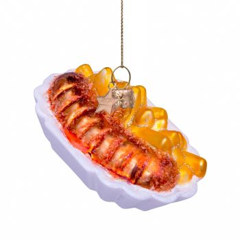 Vondels glass Christmas Ornament Fries with Curry Sausage 9cm Multi