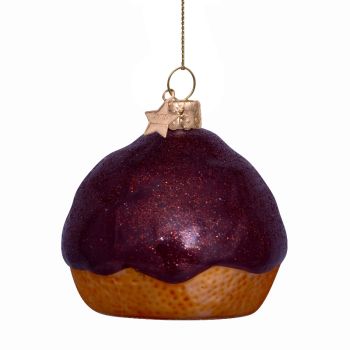 Vondels glazen kerstbal bossche bol 6cm bruin 