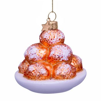 Vondels glazen kerstbal oliebollen 7cm multi 